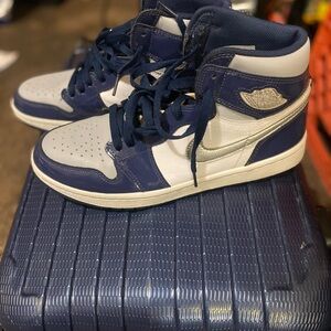 Jordan Athletic Shoes Navy and White